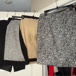 WHBM Pencil Skirts: White, Blk, textured, Camel/Blk, white/blk